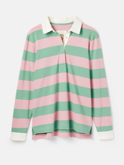Falmouth Pink & Green Striped Cotton Rugby Shirt