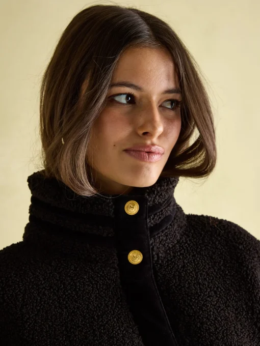 Fleur Black Fleece Jacket
