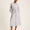 Francesca Blue Printed Tie Waist Shirt Dress