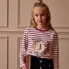 Girls' Ava Berry Red Stripe Artwork T-Shirt