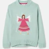 Girls' Cracking Blue Intarsia Artwork Jumper