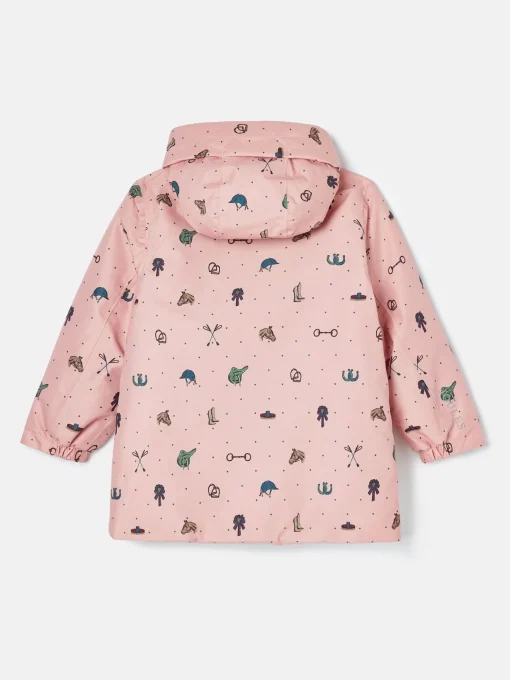 Girls' Fairview Pink Horse Print Waterproof Coat with Quilted Lining