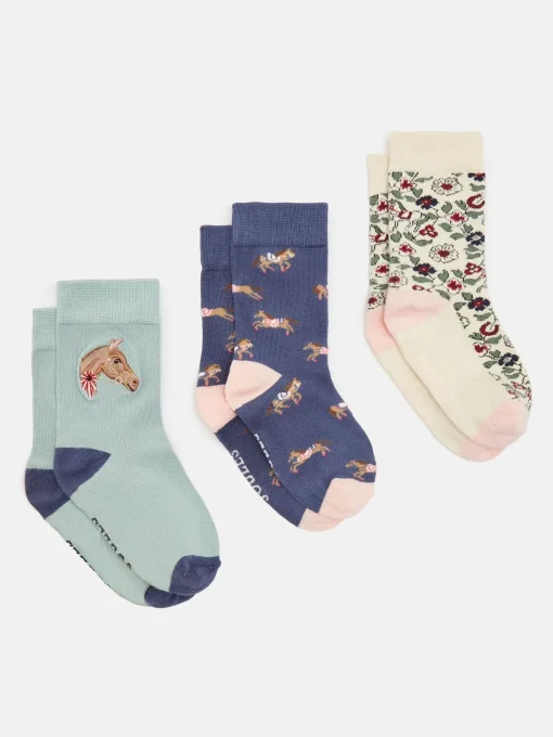 Girls' Neat Feet Blue 3 Pack Socks
