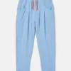 Girls' Playtime Blue Textured Woven Trousers