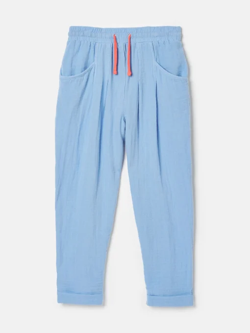 Girls' Playtime Blue Textured Woven Trousers
