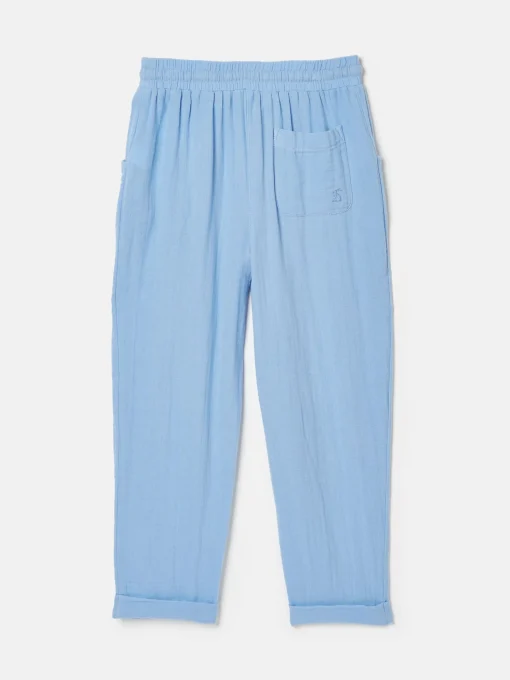 Girls' Playtime Blue Textured Woven Trousers