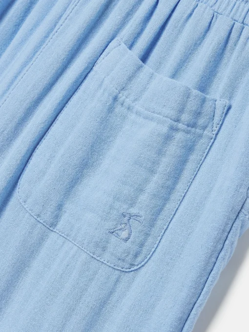 Girls' Playtime Blue Textured Woven Trousers