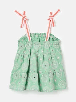 Girls' Playtime Green Tiered Woven Top