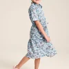 Girls' Summer Blue Textured Shirt Dress