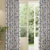 Indienne Floral Set of 2 Blue Blackout Eyelet Curtains