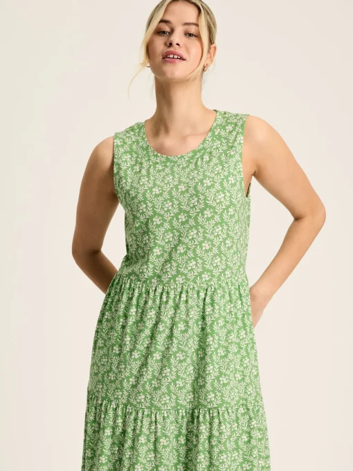 Jayne Green Jersey Tiered Dress