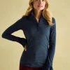 Kate Navy Sparkle Long Sleeve Frilled Neck Top