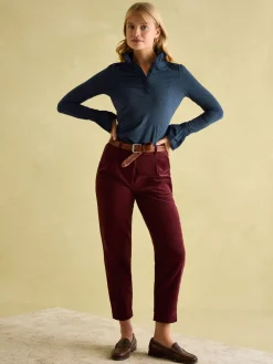 Kate Navy Sparkle Long Sleeve Frilled Neck Top