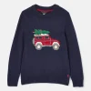 Kids' Cracking Navy Blue Intarsia Knitted Festive Jumper