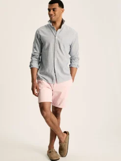 Linen Blend Blue Stripe Plain Long Sleeve Shirt