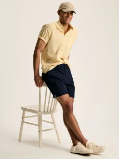 Linen Blend Yellow Plain Short Sleeve Shirt