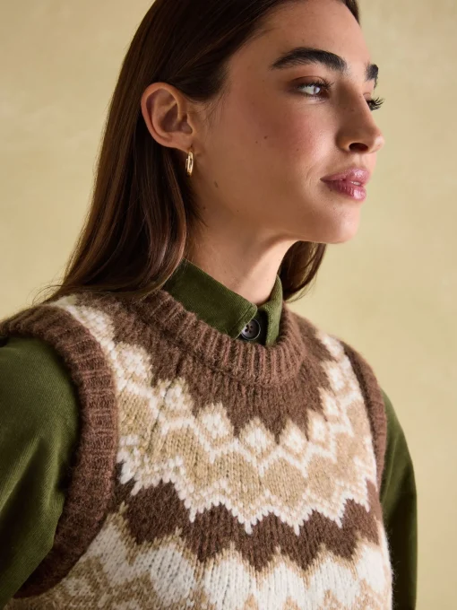 Lowry Brown Knitted Fair Isle Vest