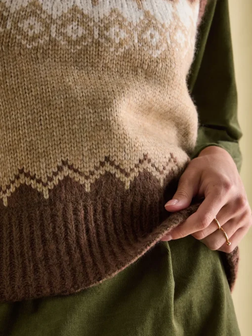 Lowry Brown Knitted Fair Isle Vest