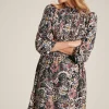 Lucia Brown Floral Frilled Midi Dress