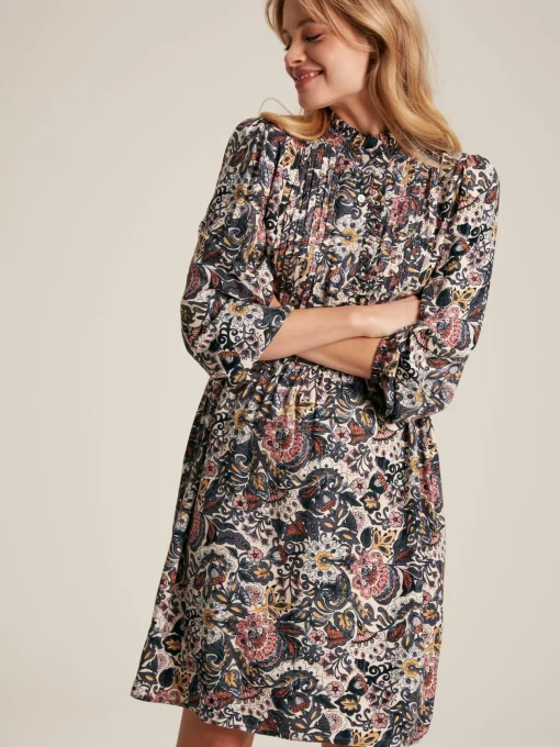 Lucia Brown Floral Frilled Midi Dress