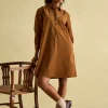 Maple Brown Corduroy Shirt Dress