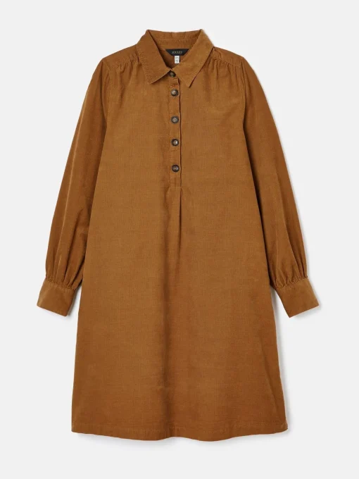Maple Brown Corduroy Shirt Dress