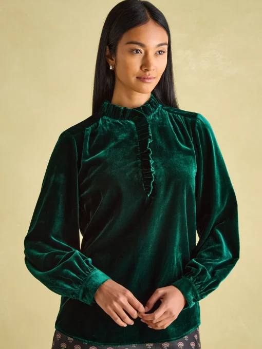 Melanie Green Velvet Blouse