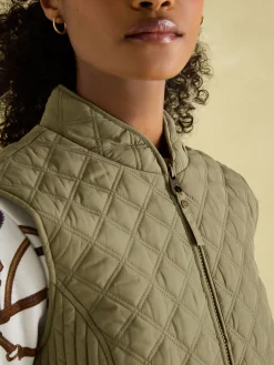 Minx Green Showerproof Diamond Quilted Gilet