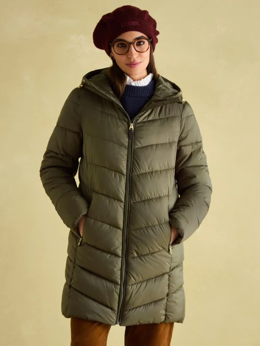Moorsdale Green Mid Length Showerproof Padded Coat