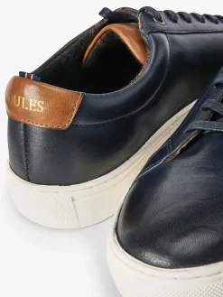 Navy Blue Leather Trainers