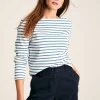 New Harbour Cream & Blue Striped Boat Neck Breton Top