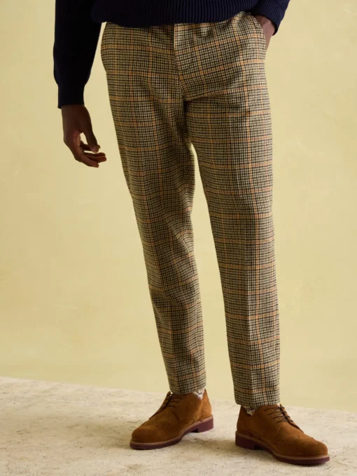 Oundle Brown Herringbone Slim Fit Trousers