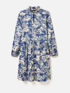 Petunia Blue/Neutral Frill Neck Dress