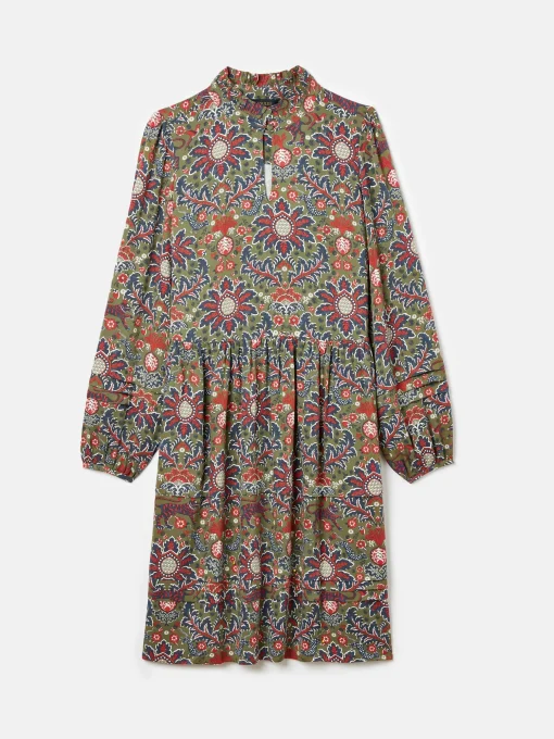 Petunia Khaki Green Frill Neck Dress