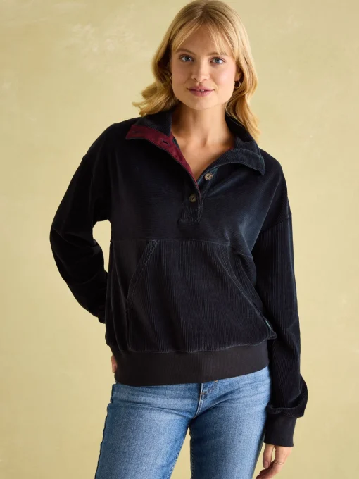 Renee Navy Blue Corduroy Sweatshirt