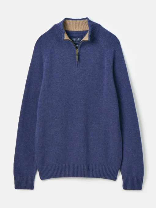 Richmond Navy Lambswool Quarter Zip Knitted Jumper