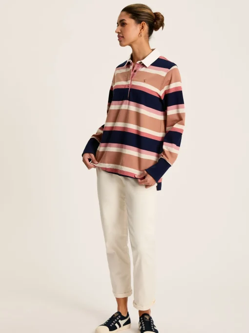 Sammie Tan Multi Stripe Striped Heavyweight Cotton Rugby Shirt