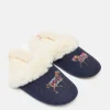 Slippet Luxe Navy Blue Horse Embroided Slippers