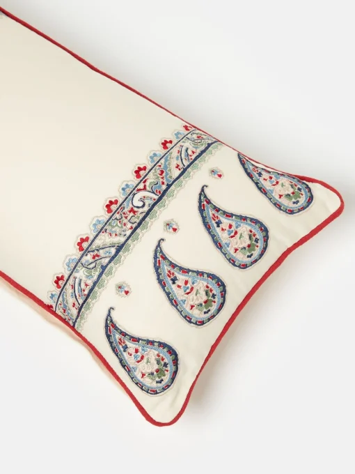 White Paisley 100% Cotton Cushion