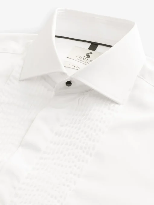 White Pleated Bib Front Dress Shirt