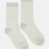Women's Toasty Mint Green Cosy Striped Socks (size 4-8)