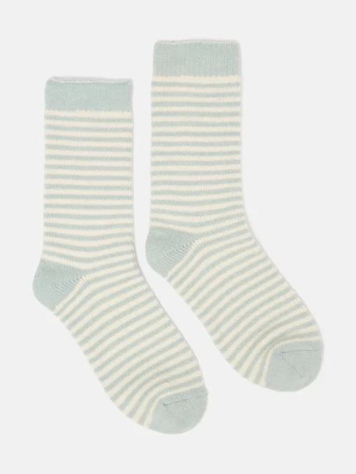 Women's Toasty Mint Green Cosy Striped Socks (size 4-8)
